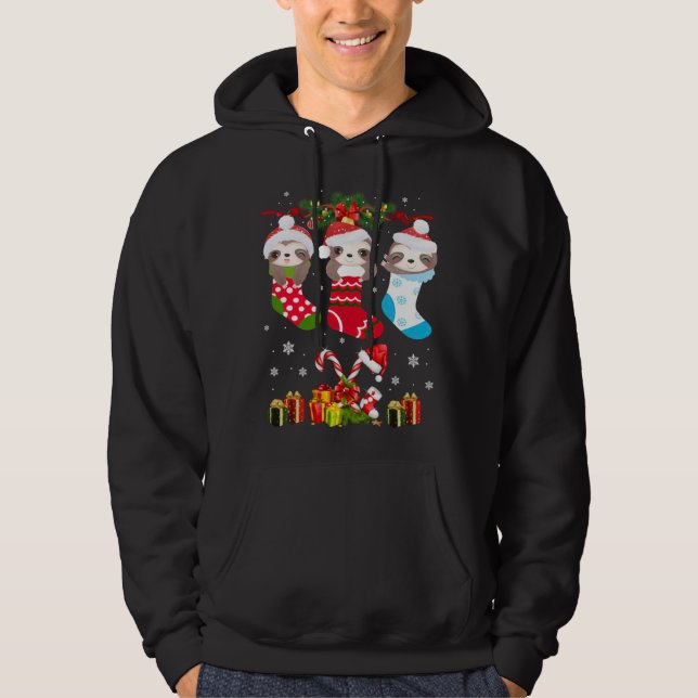 Moletom Sloth Christmas Sloth Santa Hat Lights Xmas T (Frente)