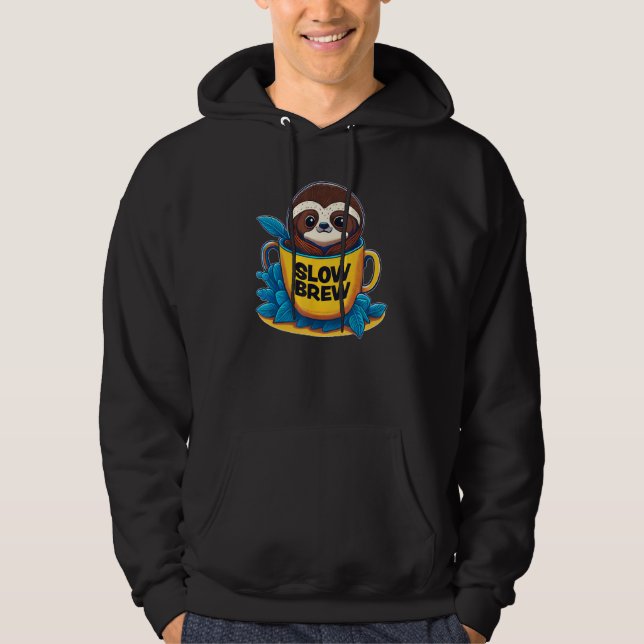 Moletom Slow Brew Cute Sloth in Coffee Cup Coffe  Sloth Fa (Frente)