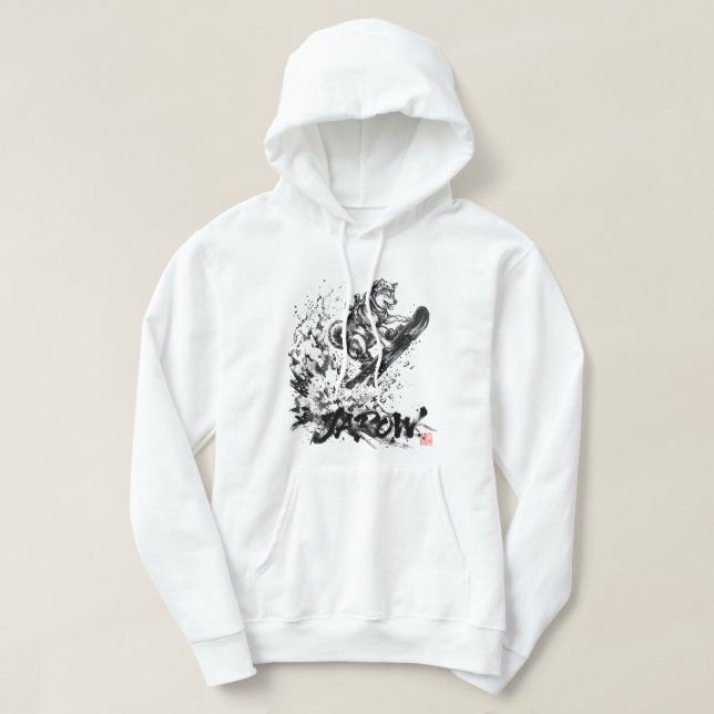 Moletom Snowboard Brush Art - Snowboarder Dog Huskey (Frente do Design)
