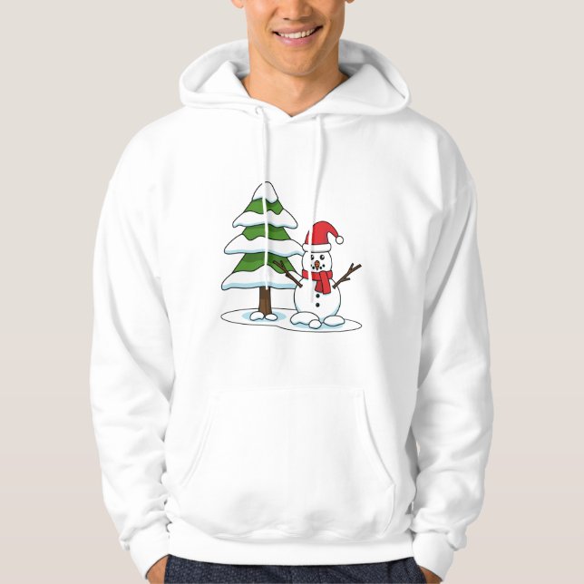 Moletom Snowman com Snowy Pine Tree (Frente)