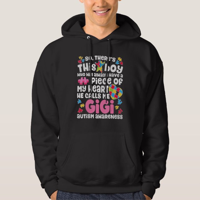 Moletom So There's This Boy Who Calls Me Gigi Autism Aware (Frente)