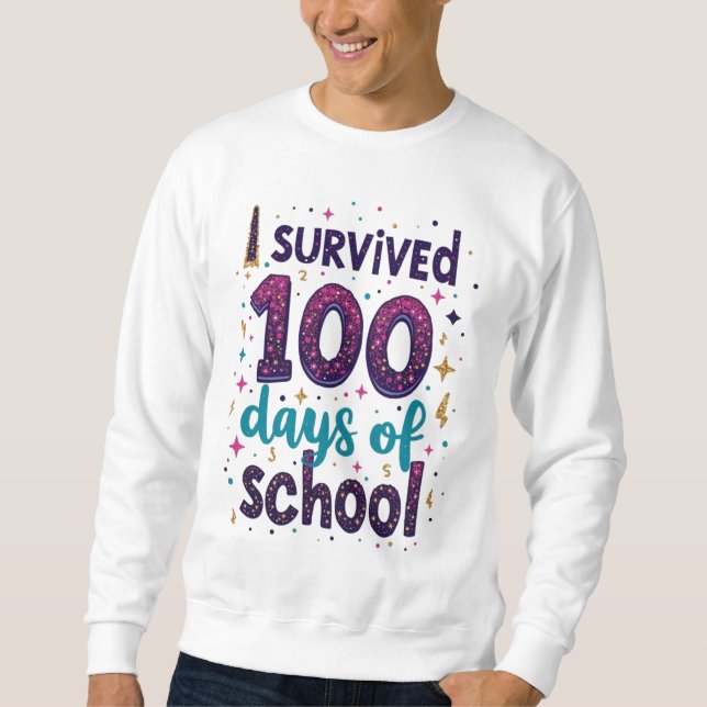 Moletom Sobrevivi a 100 dias de Design de Unicórnio Escola (Frente)