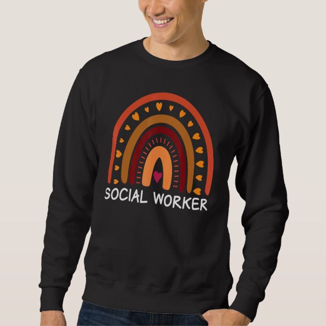 Moletom Social Worker Boho Rainbow Back To School Apprecia (Frente)