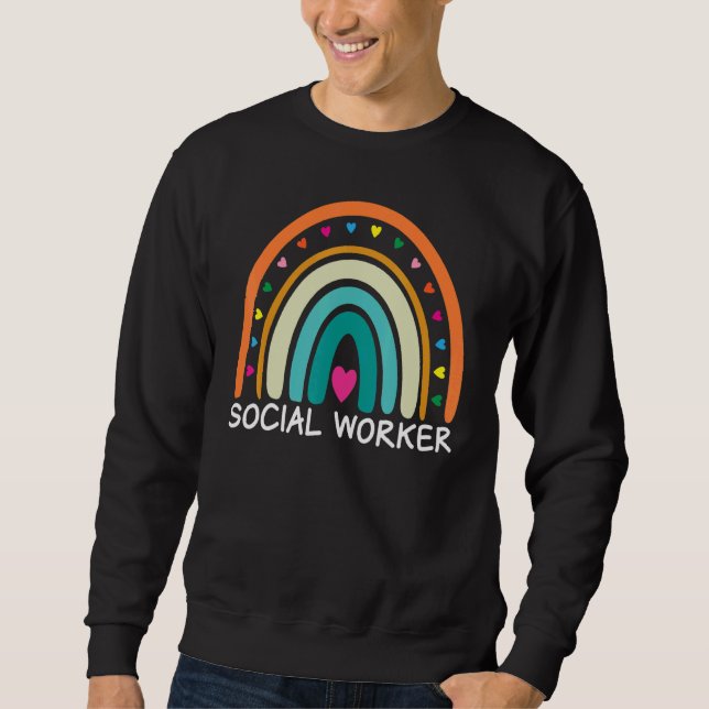 Moletom Social Worker Boho Rainbow Back To School Apprecia (Frente)