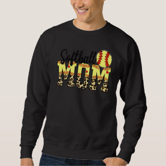Moletom Softball E Mãe Coração Vermelha Com Leopardo Para