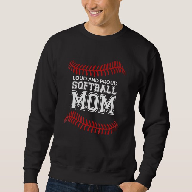 Moletom Softball Louco E Orgulhoso Mamãe ama 1 (Frente)