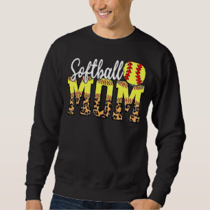 Moletom Softball Mãe Leopard Heart Dia de as mães 1