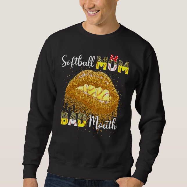 Moletom Softball Mãe Má Boca Softball Mãe Vida (Frente)
