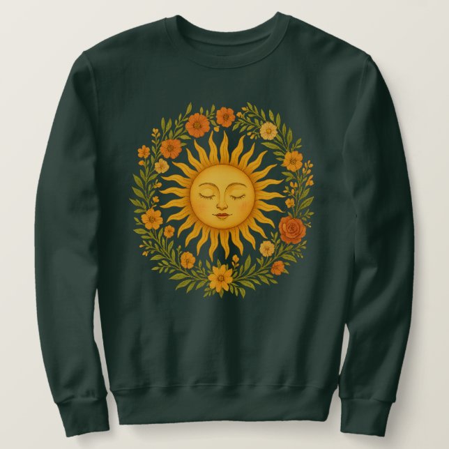 Moletom Sol Espiritual Boho | Roupas de Hippie Celestial c (Frente do Design)
