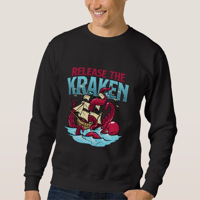 Moletom Solte o Kraken! Zombies Outubro Zombies Navio Lon (Frente)