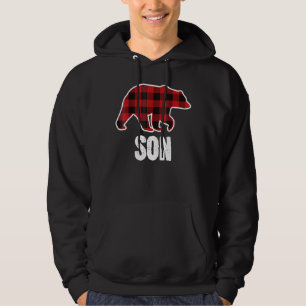 Moletom Son Bear Natal Pajama Família de Xadrez Vermelha B