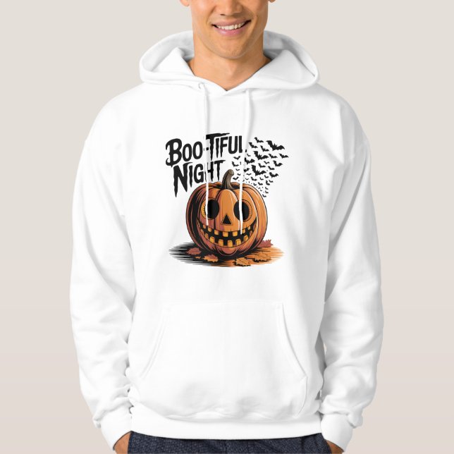 Moletom Sorriso de abóbora com Design de Folhas de outono (Frente)