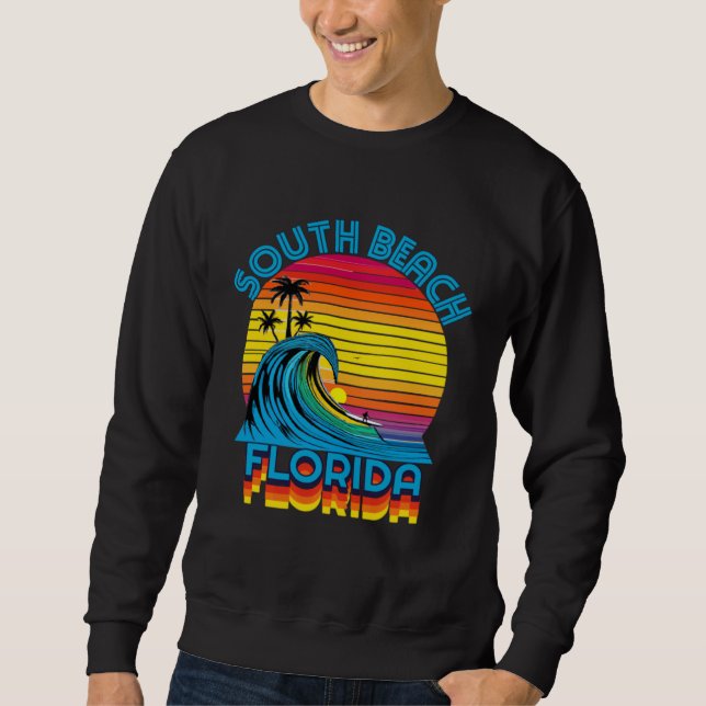 Moletom South Beach Florida Retro Throwback Surf & Beach S (Frente)