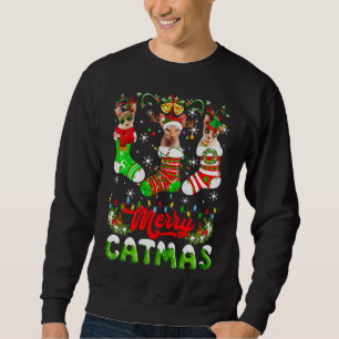 Moletom Sphynx Cat Christmas Santa Hat Scarf Holiday Cute