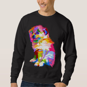 Moletom Spitz Colorido Pomeraniano Sobre Arte Geométrica P