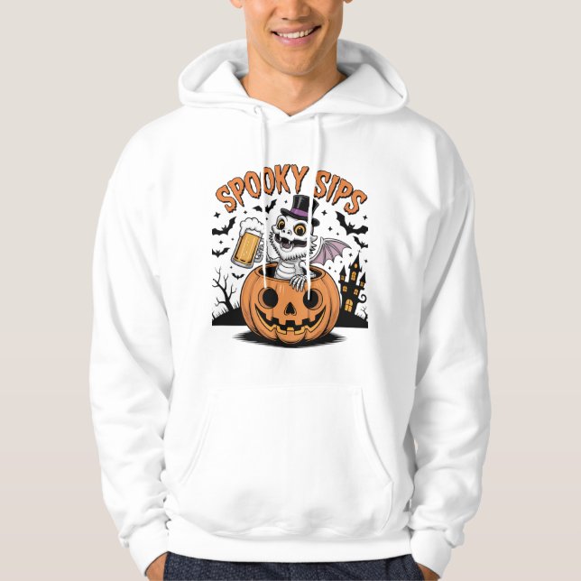 Moletom Spooky Sips Skeleton Lizard Halloween (Frente)