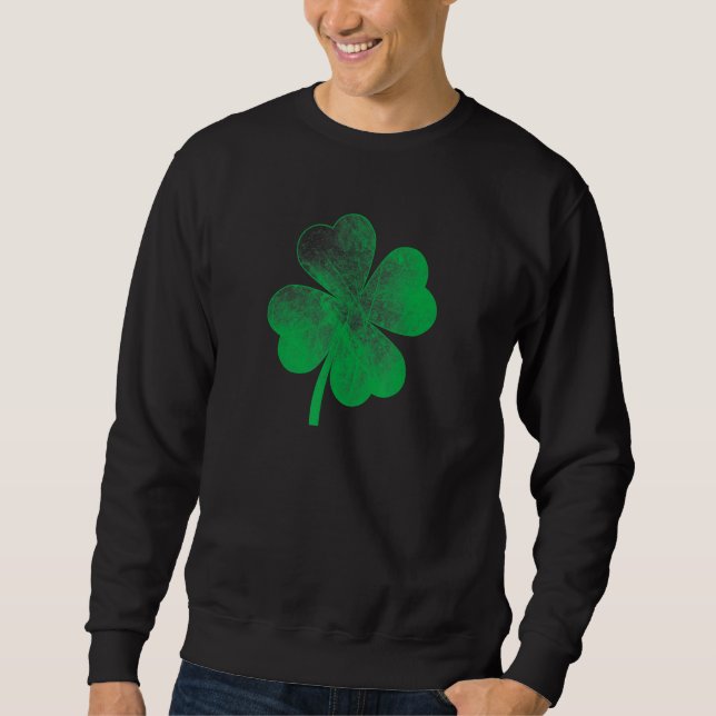 Moletom St Patricks Day Distressed Shamrock Saint Paddy's  (Frente)