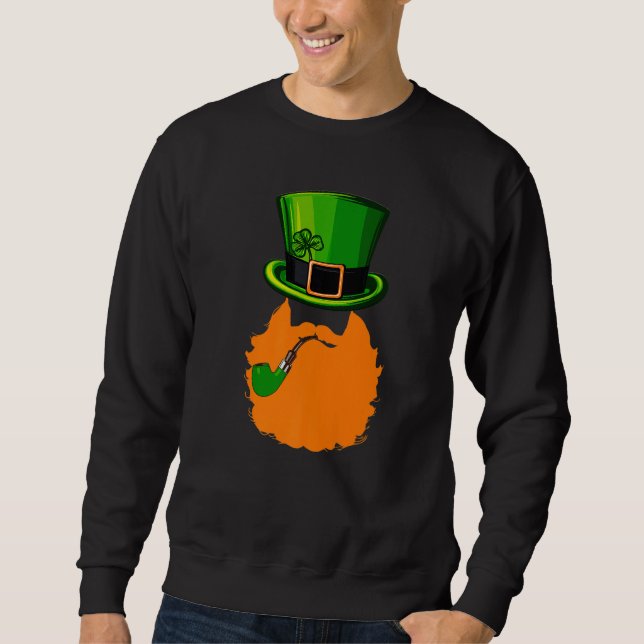 Moletom St Patrick's Day Leprechaun Face Beard Shamrock Gi (Frente)