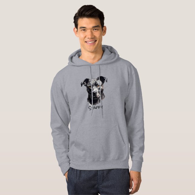 Moletom Staffordshire Bullterrier B&W Silhouette (Frente Completa)