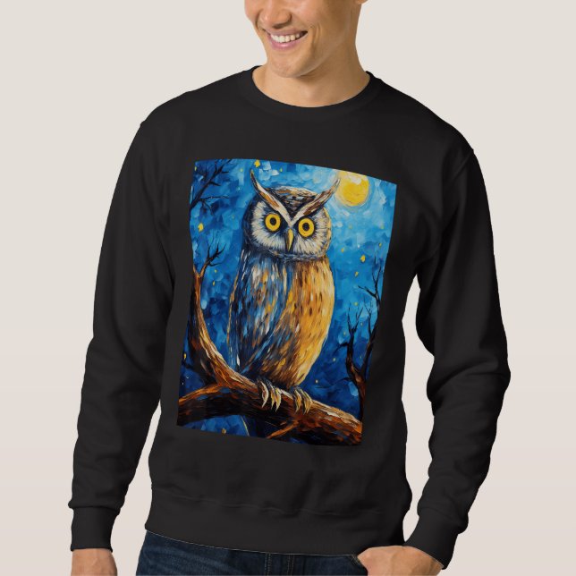 Moletom Starry Night Owl van Gogh Painting (Frente)