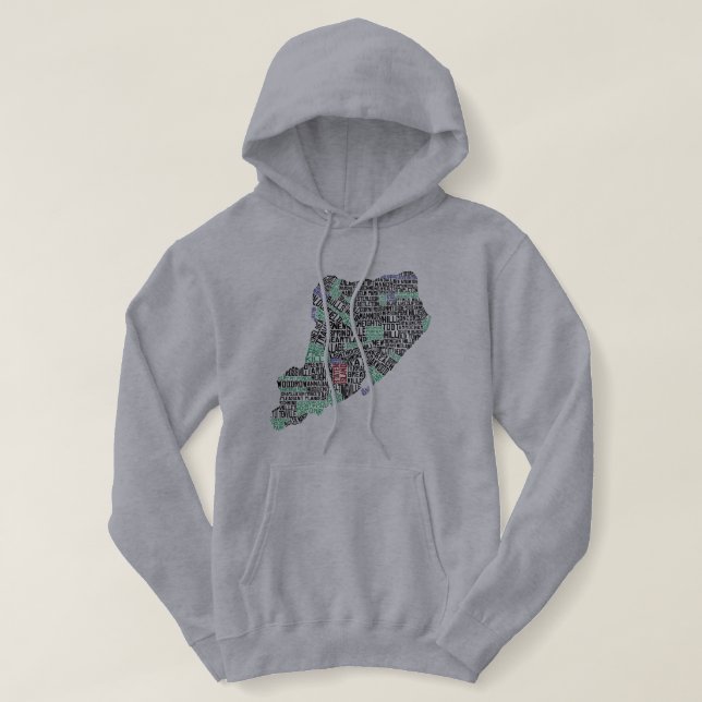 Moletom Staten Island NY Typografia Map Hoodie (Frente do Design)