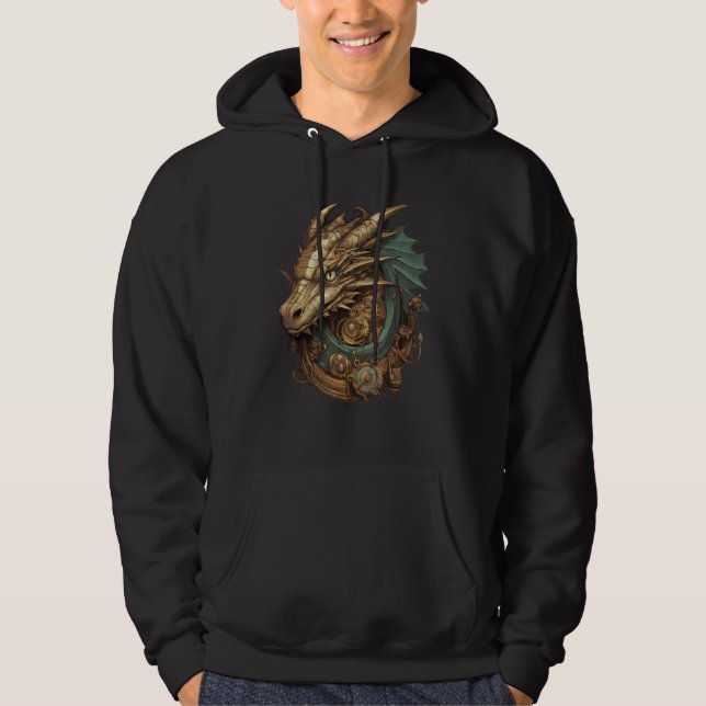 Moletom Steampunk Dragon Art Gears Graphic Artwork Fantasy (Frente)