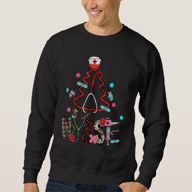 Moletom Stethoscope Christmas Tree Nurse Christmas Scrub T (Frente)