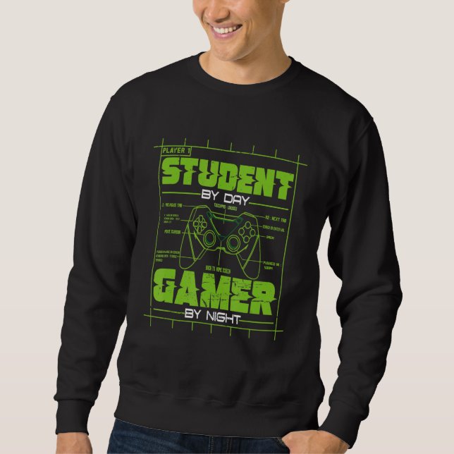Moletom Student By Day Gamer By Night  Gaming Student Grap (Frente)