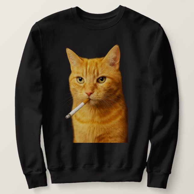 Moletom Stupid Cool Funny Cat Meme Smoking Cat cigarette  (Frente do Design)