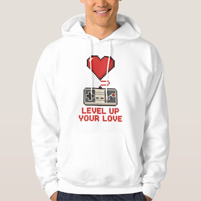 Moletom Suba de Nível Seu Amor, Design de Jogos Retro Pixe (Frente)