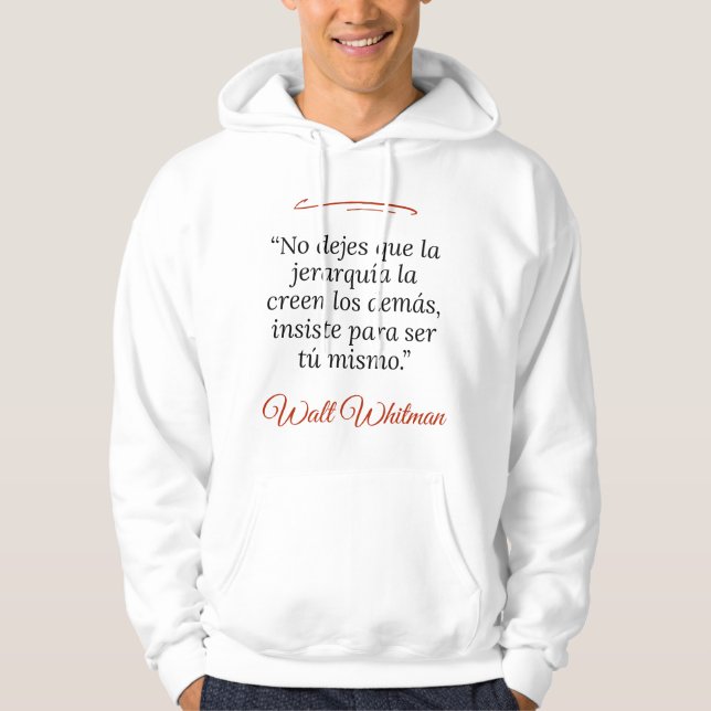 Moletom Sudadera blanca encapuchada unise, frases poéticas (Frente)