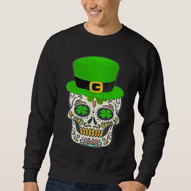 Moletom Sugar Skull Saint Patricks Day Of Dead Lucky Hallo (Frente)