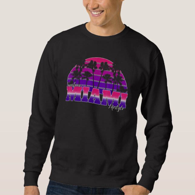 Moletom Sunset Vintage Palm Tree Graphic Sunshine Miami (Frente)