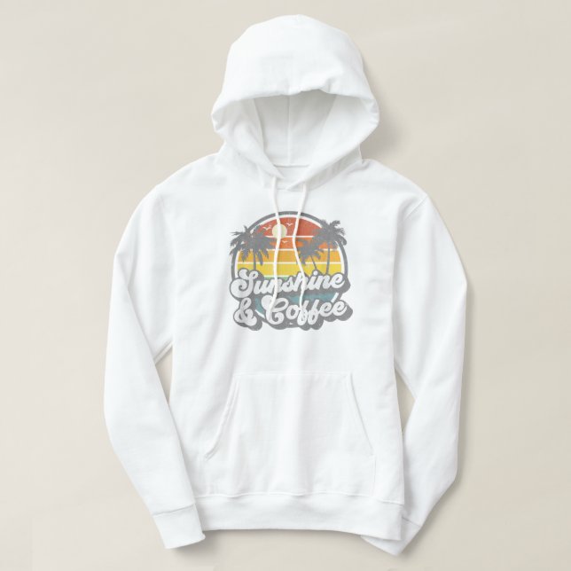 Moletom Sunshine And Coffee Beach Funny Retro 70s Beach Wo (Frente do Design)