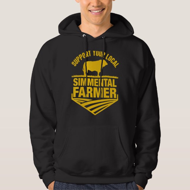 Moletom Suportar Sua Farmer Local Simmental Cow Rancher (Frente)