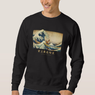 Moletom Surfando Basenji Onda Kanagawa Cão Japonês