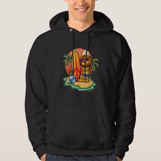 Moletom Surfing Lion  Beach Vacation Animal Graphic (Frente)