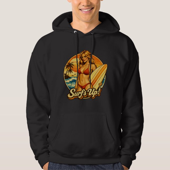 Moletom Surf's Up Biquíni Pin-Up | Gráfico de Loja de Surf (Frente)