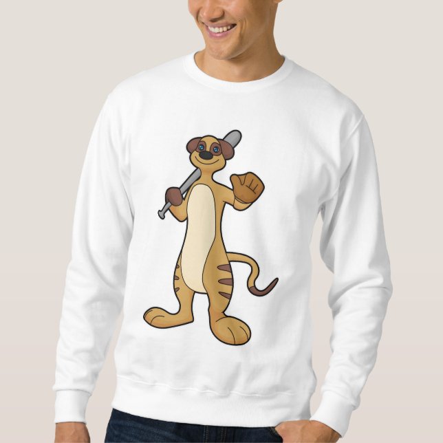 Moletom Suricata como jogador de beisebol com taco de beis (Frente)