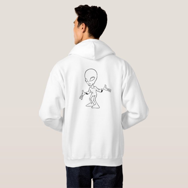Moletom Sweat à capuz branco desenho alien (Parte Traseira Completa)