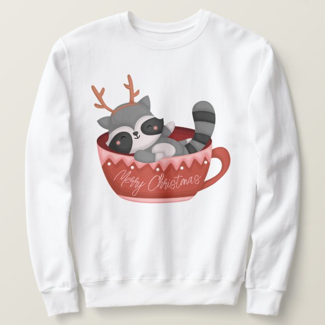 Moletom Sweatshirt de Natal Racoon (Frente do Design)