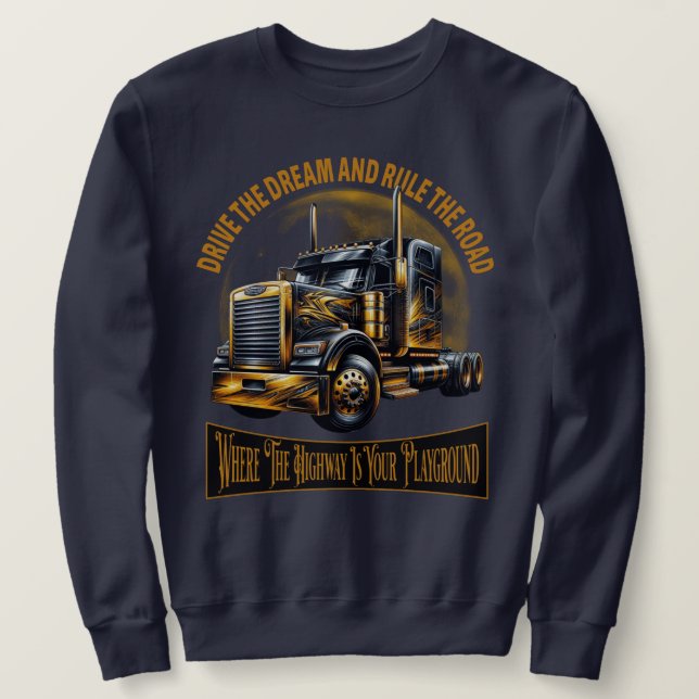 Moletom Sweatshirt De Semi Truck Driver (Frente do Design)
