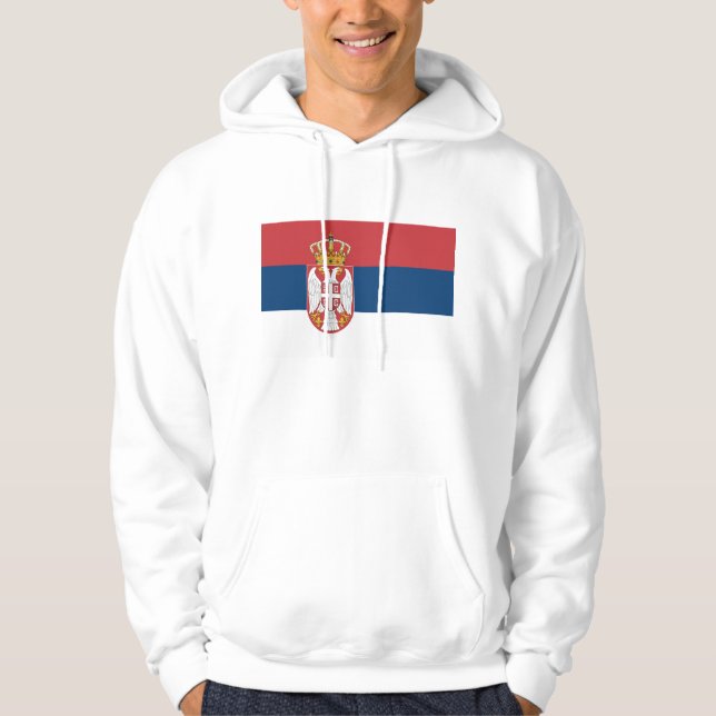 Moletom Sweatshirt Hooded com pavilhão da Sérvia (Frente)