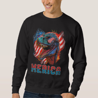 Moletom T Rex Dinosaur 4th of July American Flag USA Ameri
