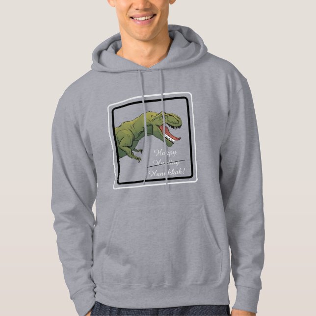 Moletom T-Rex Dinossaur Hanukkah Unisex Hoodie (Frente)