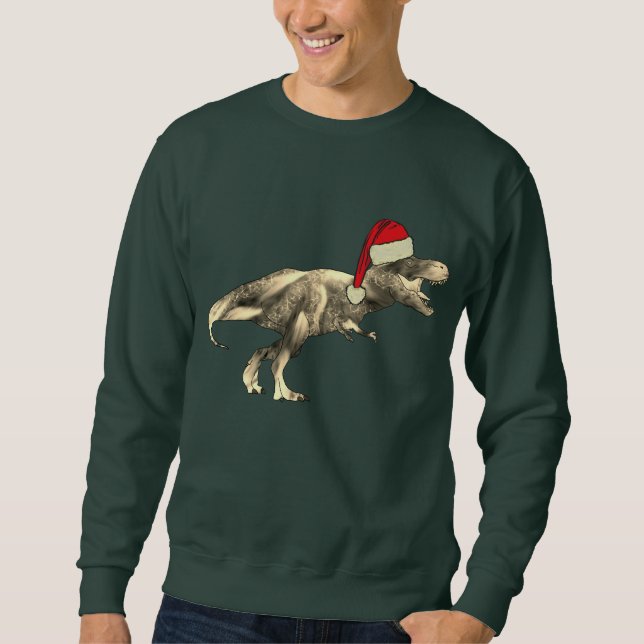 Moletom T-Rex Dinossauro Engraçado Papai Noel Natal (Frente)