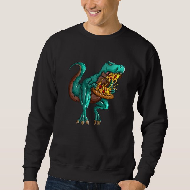 Moletom T rex Fast Food  Tyrannosaurus Rex Eats Pizza Fan (Frente)