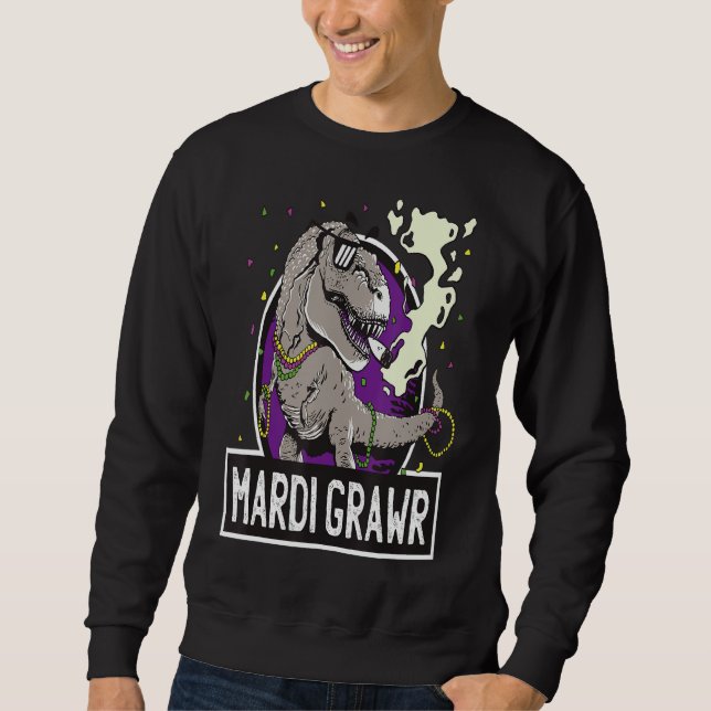 Moletom T Rex Mardi Grawr Funny Mardi Gras T Rex Smoking C (Frente)
