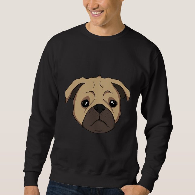 Moletom T-Shirt Clássico Com Cara De Pug Cuta 570 (Frente)
