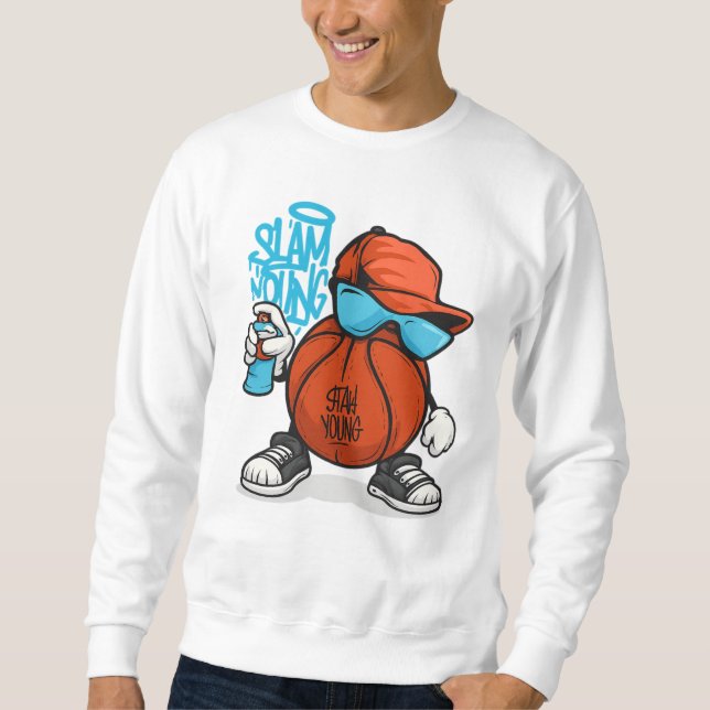 Moletom T-Shirt de Grafite de Basquete legal Slam Dunk (Frente)